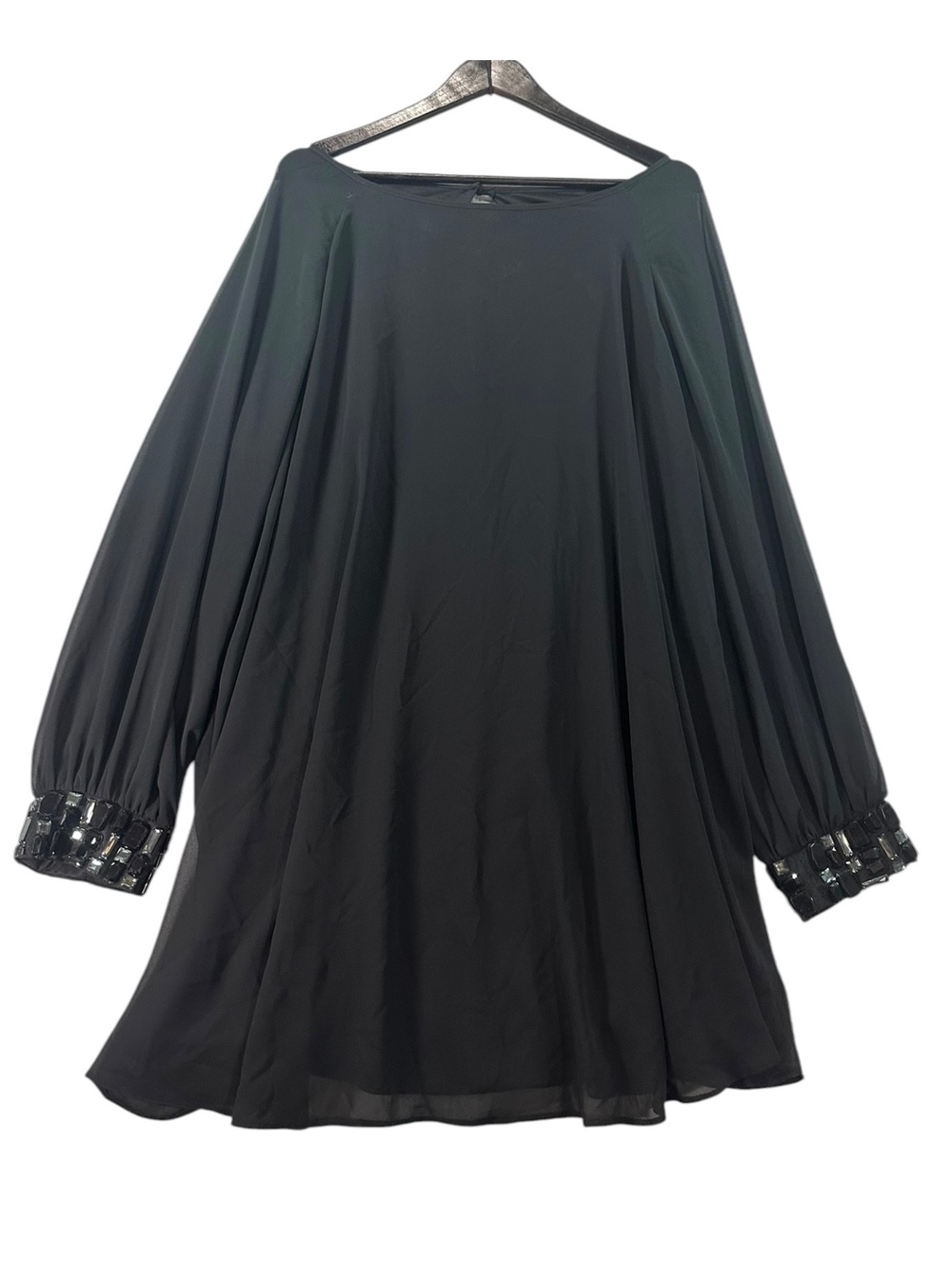 ASOS Curve Black Chiffon Embellished Sleeve Tunic Dress Plus Size 16 NWT